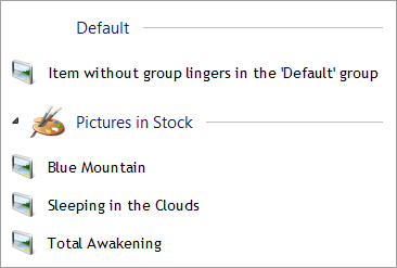 Default group header is visible